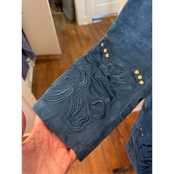 Beautiful Teal Suede Coat - Picture 6 of 8